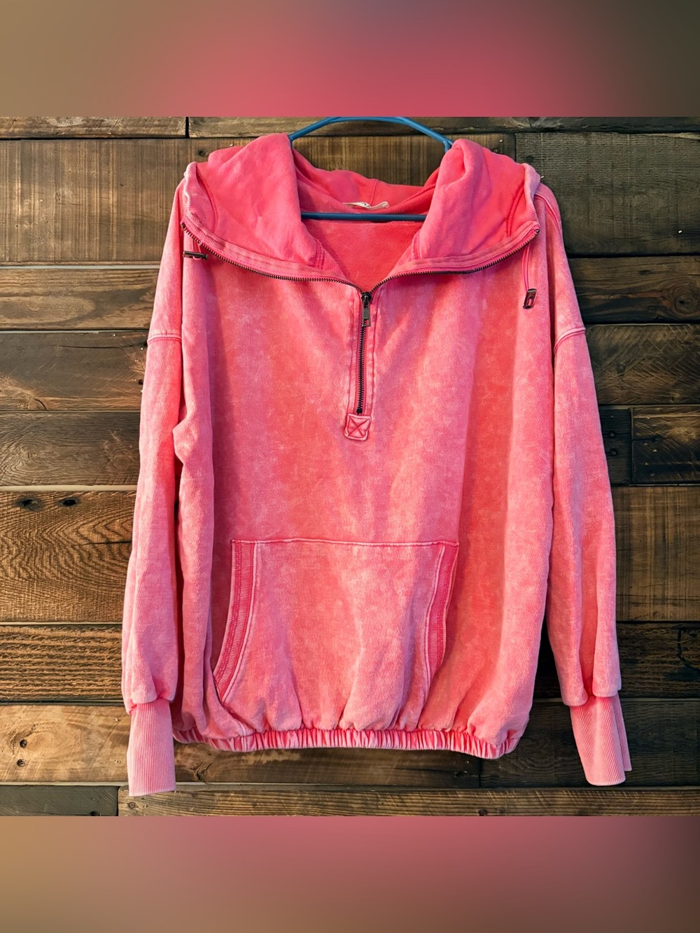Zenana Pink Mineral Washed Hoodie